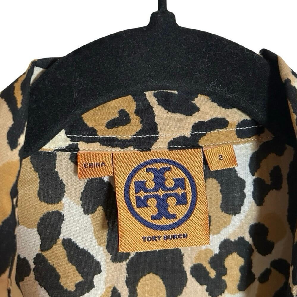 Tory Burch Women’s Leopard Print Button Down Long Sleeve Shirt Size 2 - Picture 7 of 7